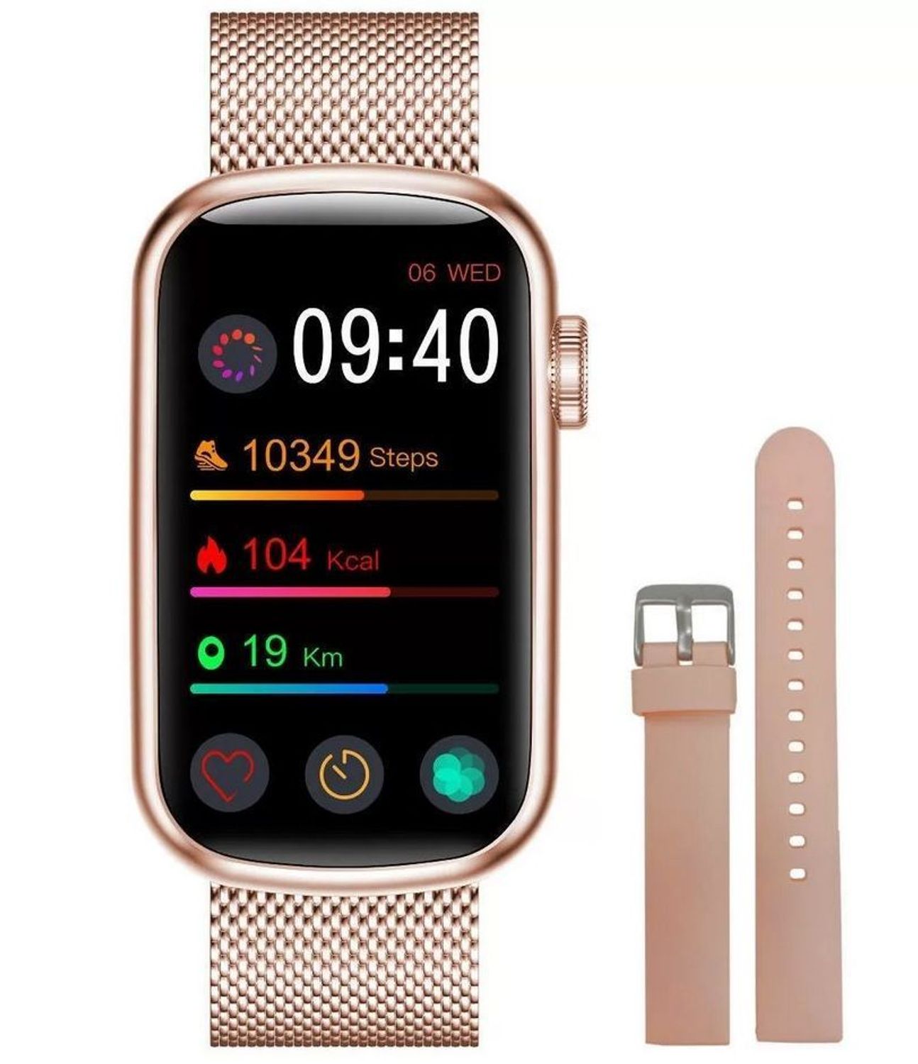 Smartwatch damski na bransolecie Garett Wave RT złoty stalowy.jpg